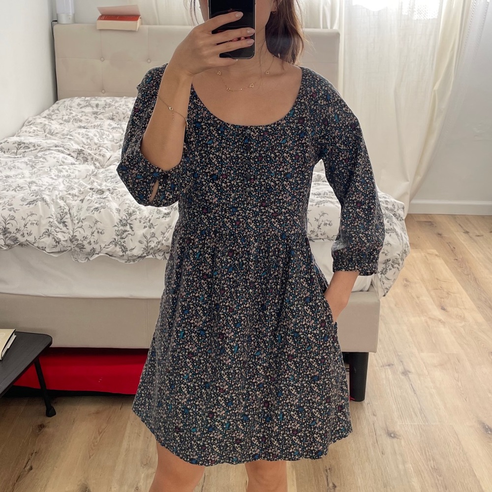 BDG 3/4-sleeve floral dress with pockets, size S.